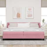 Box spring krevet s madracem Ružičasta 200 x 200 cm Baršun - Ružičasta 200 x 200 cm S gumbima | shoptok.hr