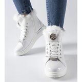 Gemre White patent leather sneakers with fur Fiemme | Shoptok.si