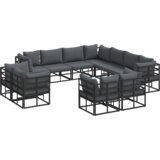 vidaXL Sjedeća garnitura za vrt 11 pcs Crna 283 x 283 x 71 cm Aluminij | shoptok.hr