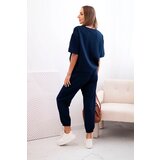 Kesi Włoski Women's viscose set with short sleeves and trousers navy blue | Shoptok.si