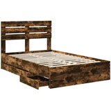  Krevetna konstrukcija s ladicama Dimljeni hrast 135 x 190 cm Smeđa 196 x 138 x 100 cm | Shoptok.si