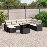 vidaXL 9-dijelni set vrtnih sofa s jastucima crni od poliratana | shoptok.hr