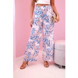 Kesi Włoski Women's wide-leg trousers with floral print blue Cijene