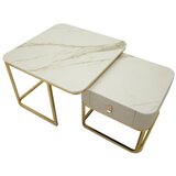 Mauro Ferretti kremno bele/v zlati barvi mizice v kompletu 2 ks v marmornem dekorju 50x70 cm beauty – | Shoptok.si