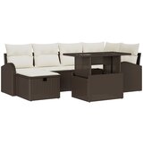 vidaXL set vrtne sofe od 7 dijelova s jastučićima smeđi poli ratan, 2-sjedna vrtna sofa s pohranom i jastučićima smeđi poli ratan | shoptok.hr