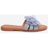 Boto Women Flat Heel Slippers With Tulle Bow Denim Tanira | shoptok.hr