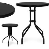 Multi Garden okrugli vrtni stol 60 cm od kaljenog stakla za vrt, terasu ili balkon, crni | shoptok.hr