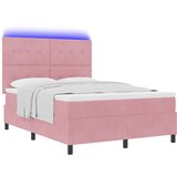 vidaXL Postelja s škatlo z vzmetnico & LED Roza 140x200 cm Žamet, (22082805) | Shoptok.si