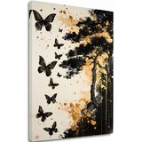  Slika na platnu Butterfly Harmony - črno-zlata oblika | Shoptok.si