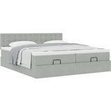 vidaXL Otomanski posteljni okvir z vzmetnicami siv 200x200cm žamet | Shoptok.si