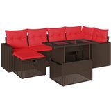 vidaXL 7-delni vrtni komplet sedežnih garnitur z blazinami rjav poli ratan, (5000334746) | Shoptok.si