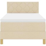 vidaXL Postelja s škatlo z vzmetnico in LED Krem 90x190 cm Tkanina, (22082882) | Shoptok.si