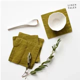 Linen Tales Kaki zeleni tekstilni podstavki za kozarce v kompletu 4 ks – Linen Tales