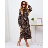 Resti Black and light brown patterned women's maxi dress | Shoptok.si