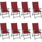 vidaXL Nagibne vrtne stolice s jastucima 8 kom sive od bagremovog drva Cijene