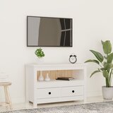 vidaXL TV omarica bela 79x35x52 cm trdna borovina Cene