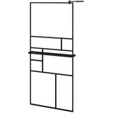 Pregrada za tuš s policom crna 90x195 cm staklo ESG i aluminij | Eponuda.ba