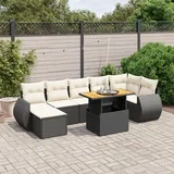 8-dijelni set vrtnih sofa od poliratana s jastucima crni