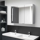 vidaXL LED kopalniška omarica z ogledalom betonsko siva 89x14x62 cm | Shoptok.si