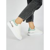 Shelvt White women's sneakers with a green element | shoptok.hr