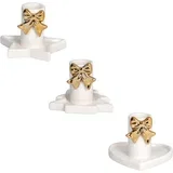 Set od 3 svećnjaka Christmas Classy, U obliku mašne, 6 cm, Belo-zlatni