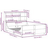 vidaXL Krevet s regalom za knjige bez madraca bijeli 120x190cm od drva | shoptok.hr