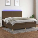  Krevet box spring s madracem LED tamnosmeđi 200x200 cm tkanina Cijene