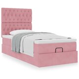 vidaXL Otomanski posteljni okvir z vzmetnicami roza 90x200cm žamet | Shoptok.si