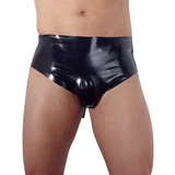 Latex - muško donje rublje s unutarnjim stožastim analnim dildom (crno) - XL