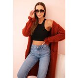 Kesi Włoski Women's long mohair cardigan with pockets red Cijene