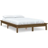vidaXL Posteljni okvir medeno rjav 140x190 cm trdna borovina, (20648122) Cene