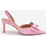 Boto Embellished Heels With Open Back And Bow Pink Nilandriela | ePonuda.com