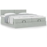 vidaXL Otomanski posteljni okvir z vzmetnicami siv 200x200cm žamet | Shoptok.si