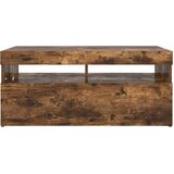  TV ormarić s LED svjetlima boja dimljenog hrasta 90x35x40 cm Smeđa | Shoptok.si