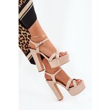 Boto Women's sandals on high heel and platform glossy beige Jovenes | shoptok.hr