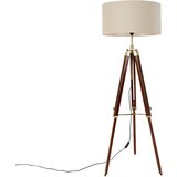 QAZQA Stoječa svetilka medenina s svetlo rjavim senčnikom 50 cm stativ - Cortin | Shoptok.si