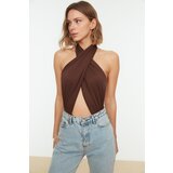 Trendyol Brown Cross Tie Detailed Decollete Knitted Body | ePonuda.com