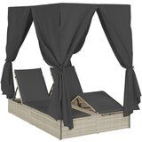  Dvostruki ležaljka s krovom i zavjesama svjetlosiva poliratan | shoptok.hr