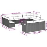  14-dijelni set vrtnih sofa s jastucima poliratan Bež | shoptok.hr