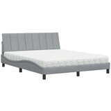 vidaXL Postelja z vzmetnico svetlo siva 160x200 cm blago | Shoptok.si
