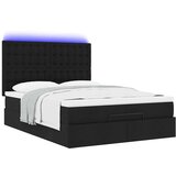 vidaXL Otomanski posteljni okvir z vzmetnico črn 140x190 cm blago | Shoptok.si