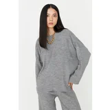 Trendyol Gray Crew Neck Sweater Top-Upper Suit