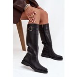 Boto Women's Flat Heeled Boots with Decorative Detail Black Arvessa | Shoptok.si