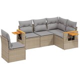 Maison Chic Seti vrtnega pohištva - Vrtna garnitura - Vrtni pohištvo set 5-delna z blazinami bež poli ratan, (21817765) | Shoptok.si