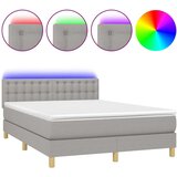  Box spring postelja z vzmetnico LED sv. siva 140x200 cm blago, (20726601) | Shoptok.si