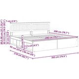  Okvir za krevet Bijelo 200 x 200 cm Čvrsto borovo drvo | shoptok.hr