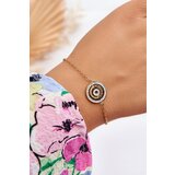  Steel Bracelet With Circle And Zircons Gold Cene