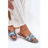Boto Flat Women's Slippers With Decorative Buckle Blue Clariola | ePonuda.com