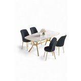 Hanah home Set trpezarijskog stola i stolica (5 delova) Lena White Marble Gold Anthracite | Eponuda.com