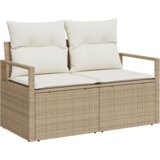 vidaXL 7 delni vrtni sofa set z blazinami bež poli ratan | Shoptok.si